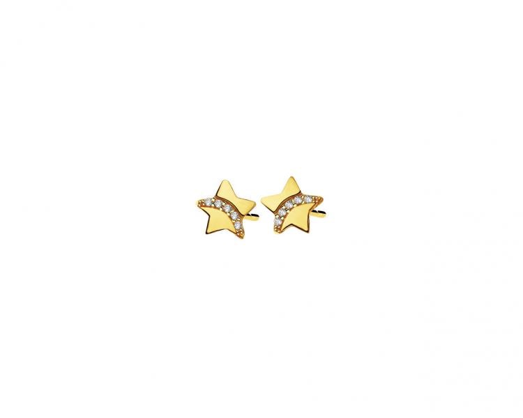 Złote kolczyki z cyrkoniami - gwiazdy 