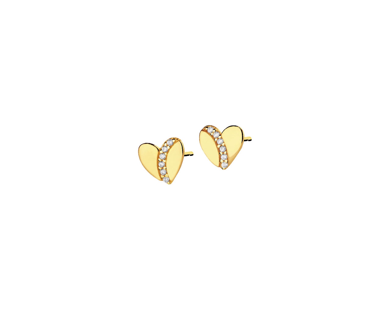 Złote kolczyki z cyrkoniami - serca