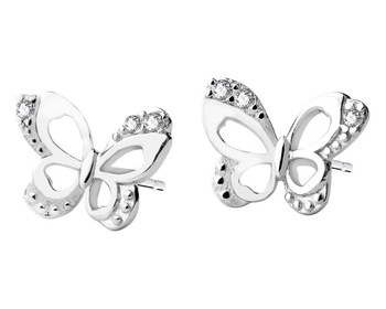 Kolczyki srebrne z cyrkoniami - motyle