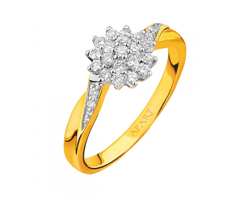 Yellow gold ring with brilliants 0,25 ct - fineness 585