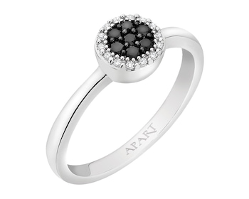 White gold ring with diamonds - fineness 14 K