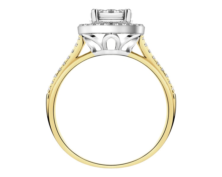 Yellow and white gold ring with brilliants - 0,43 ct - fineness 585