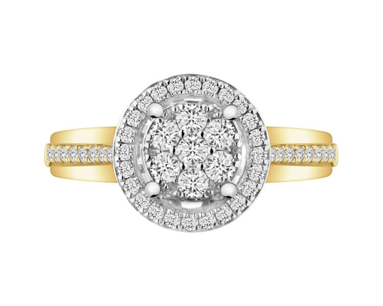Yellow and white gold ring with brilliants - 0,43 ct - fineness 585