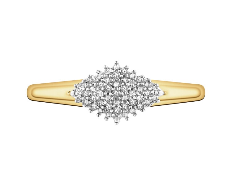 Yellow gold ring with diamonds - 0,08 ct - fineness 9 K