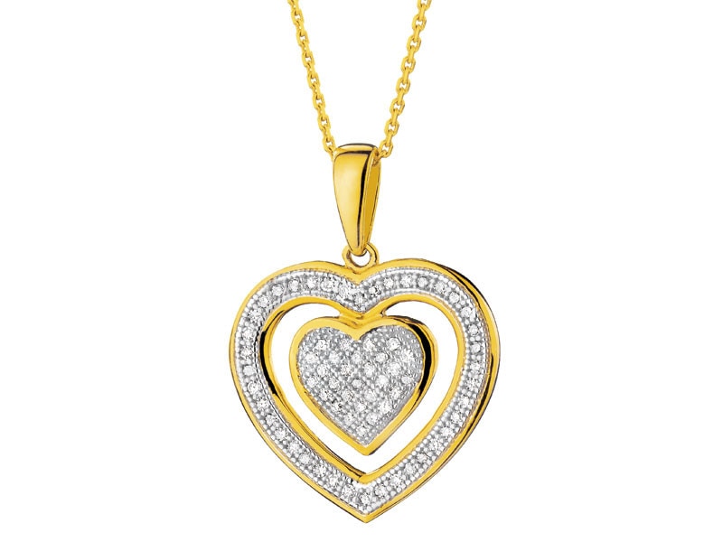Zlatý přívěsek s diamanty - srdce 0,20 ct - ryzost 585