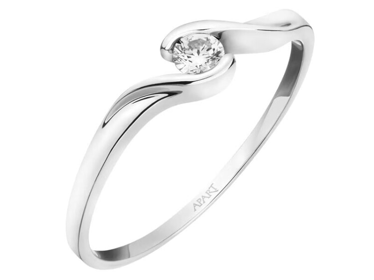 White gold ring with brilliant 0,10 ct - fineness 14 K