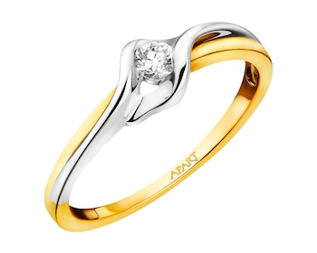 Yellow gold ring with brilliant 0,10 ct - fineness 14 K