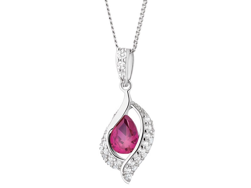 Silver pendant with cubic zirconias and synthetic corundum