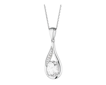 White gold pendant with diamond and topaz - fineness 14 K