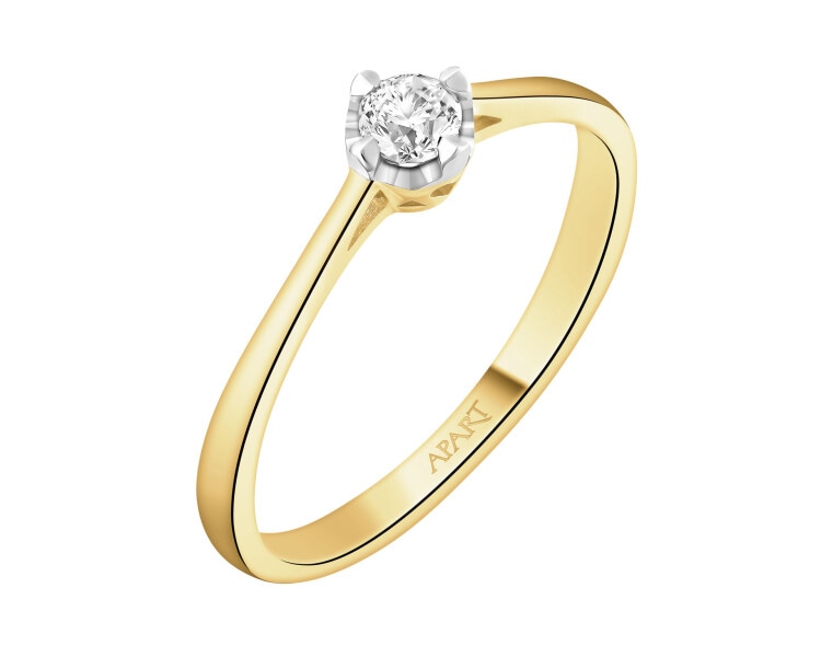 Prsten ze žlutého zlata s briliantem - 0,11 ct - ryzost 585