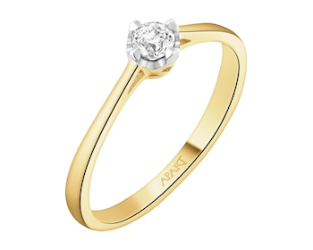 Prsten ze žlutého zlata s briliantem - 0,11 ct - ryzost 585