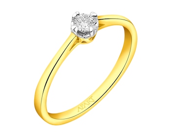 Prsten ze žlutého zlata s briliantem 0,11 ct - ryzost 585
