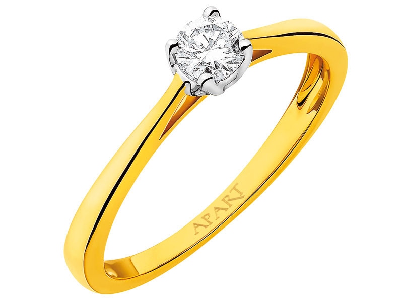 Prsten ze žlutého zlata s briliantem 0,20 ct - ryzost 585