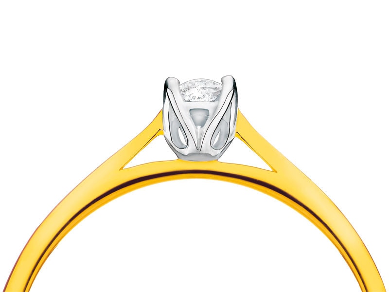 Prsten ze žlutého zlata s briliantem 0,20 ct - ryzost 585