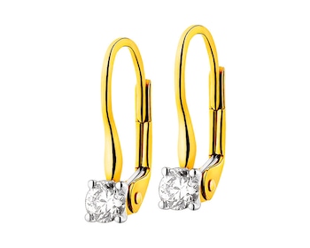 Yellow gold earrings with brilliants 0,32 ct - fineness 585