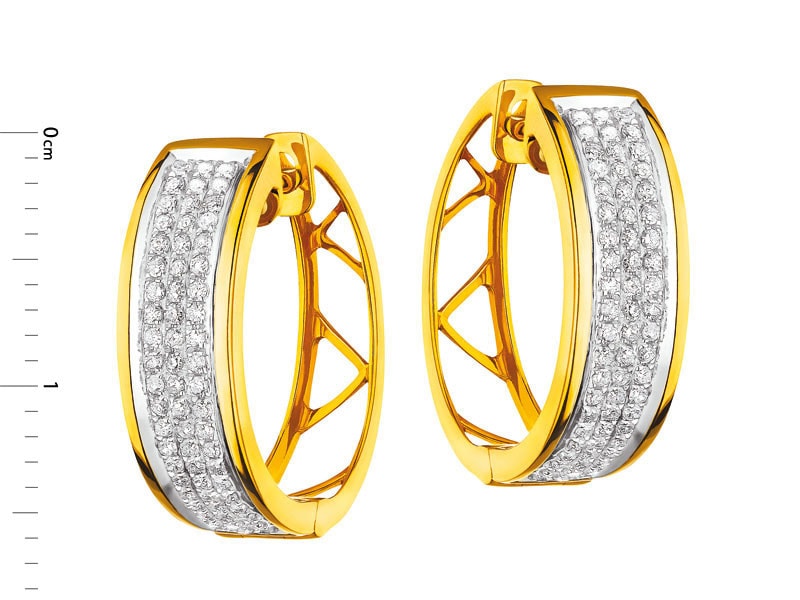 Yellow gold earrings with diamonds 0,30 ct - fineness 14 K