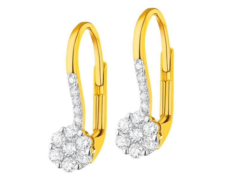 Yellow gold earrings with brilliants 0,32 ct - fineness 14 K