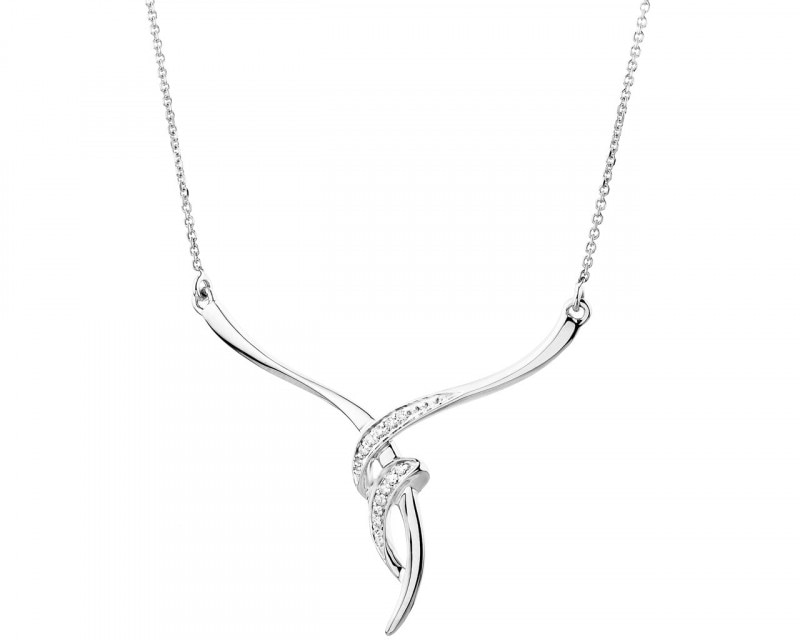 White gold necklace with brilliants 0,05 ct - fineness 14 K