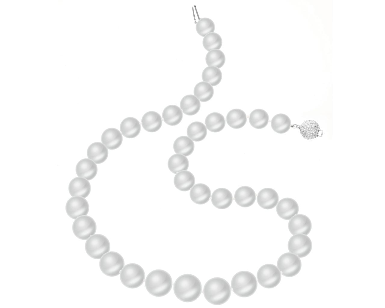Naszyjnik z perłami South Sea, brylantami i elementami białego złota  - próba 750