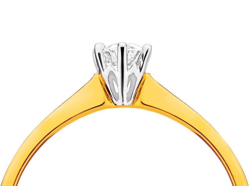 Prsten ze žlutého a bílého zlata s briliantem 0,44 ct - ryzost 585