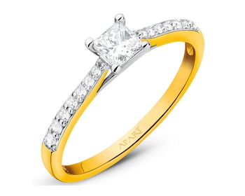 Yellow and white gold ring with diamonds 0,36 ct - fineness 585