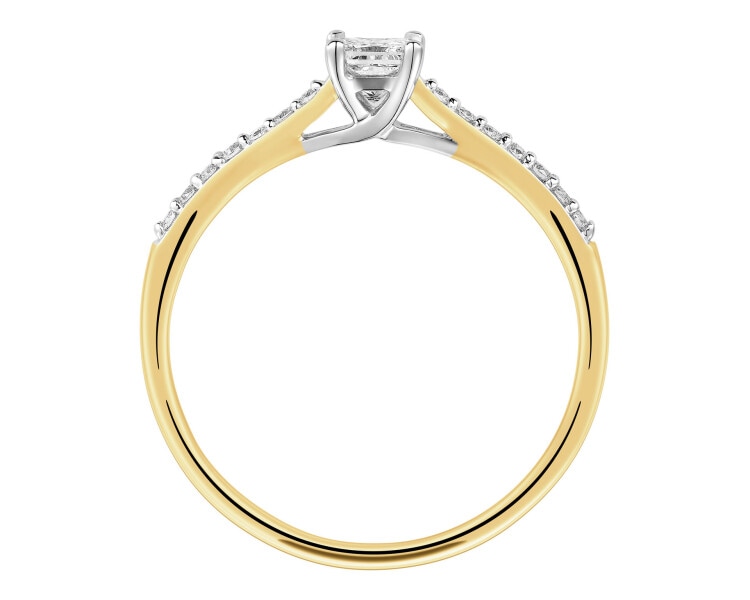 Yellow and white gold ring with diamonds - 0,36 ct - fineness 585