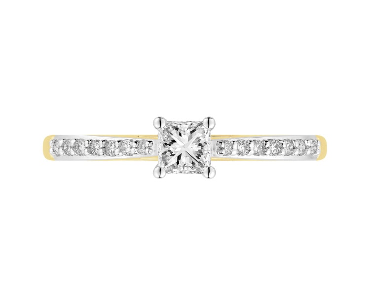 Yellow and white gold ring with diamonds - 0,36 ct - fineness 585