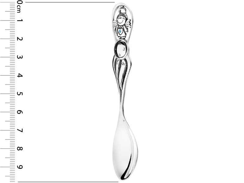 Łyżeczka srebrna z kryształem - aniołek