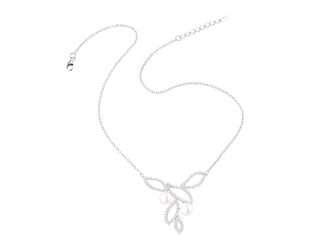 Silver necklace with pearls and cubic zirconias></noscript>
                    </a>
                </div>
                <div class=