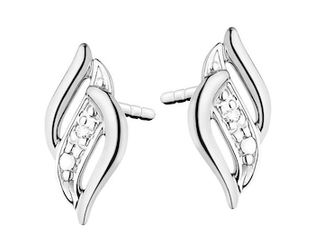 White gold earrings with diamonds 0,004 ct - fineness 14 K