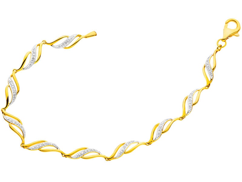 Bransoletka z żółtego złota z diamentami - 18 cm - 0,08 ct - próba 375