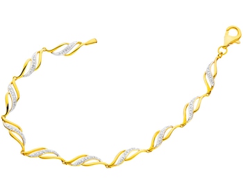 Bransoletka z żółtego złota z diamentami - 18 cm - 0,08 ct - próba 375