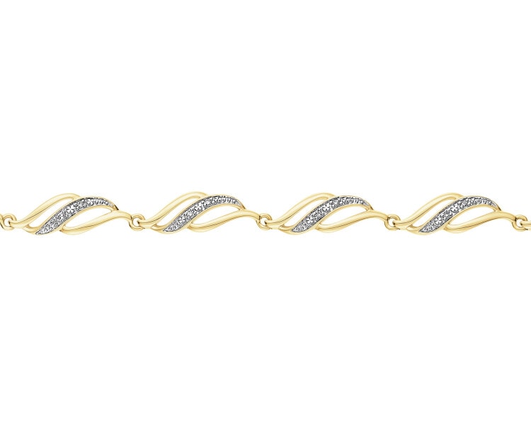 Yellow gold bracelet with diamonds - 0,08 ct - fineness 9 K