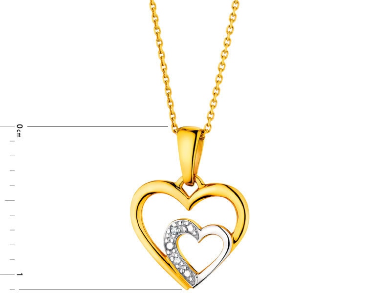 Zlatý přívěsek s diamanty - srdce 0,004 ct - ryzost 585