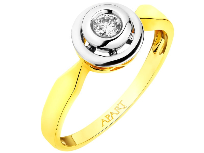 Yellow and white gold ring with brilliant 0,25 ct - fineness 585