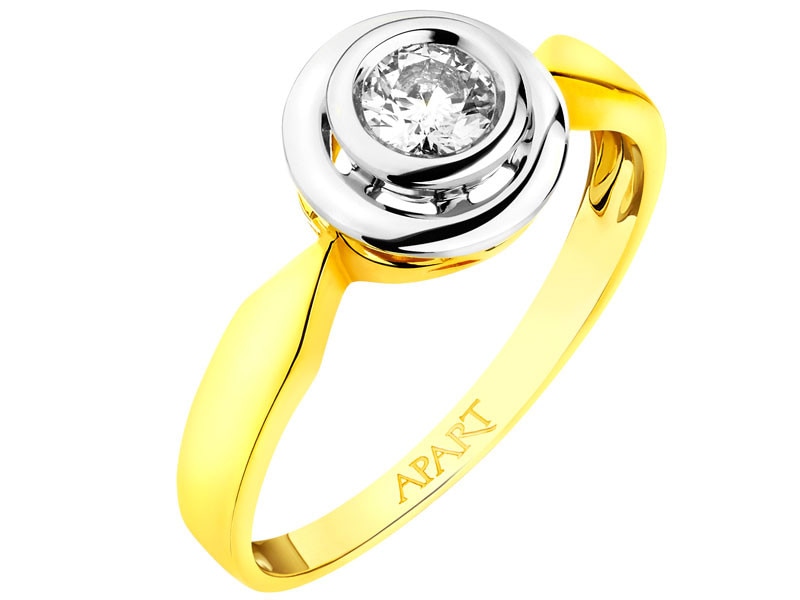 Yellow and white gold ring with brilliant 0,30 ct - fineness 585