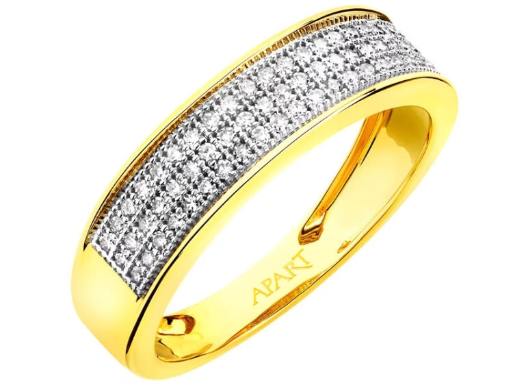 Yellow gold ring with diamonds 0,20 ct - fineness 14 K