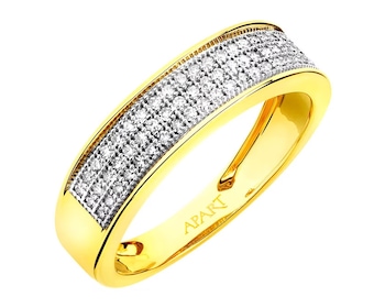 Yellow gold ring with diamonds 0,20 ct - fineness 14 K