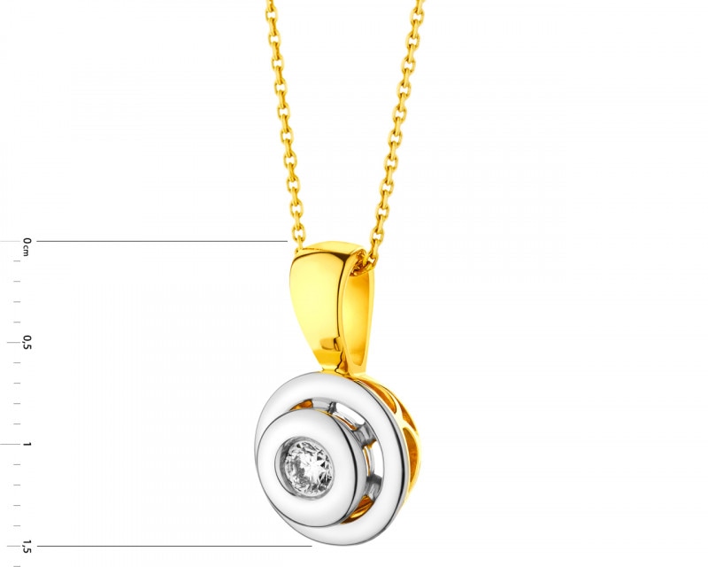 Yellow and white gold pendant with brilliant 0,10 ct - fineness 585