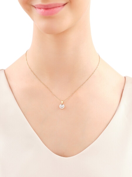 Yellow and white gold pendant with brilliant 0,19 ct - fineness 585