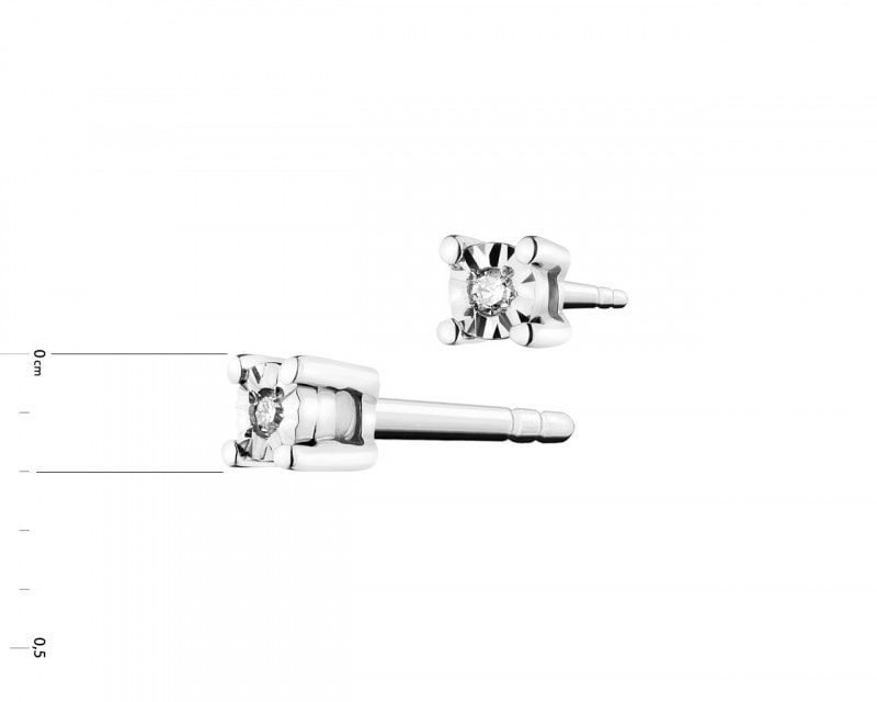 White gold earrings with diamonds 0,008 ct - fineness 9 K