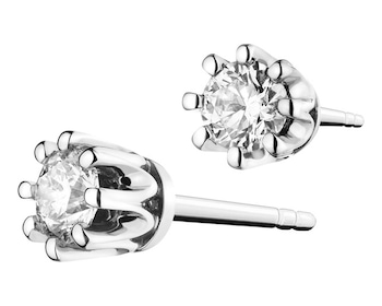 White gold earrings with brilliants 0,32 ct - fineness 14 K