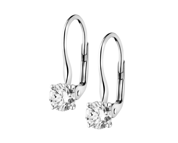 White gold earrings with brilliants - 1,00 ct - fineness 14 K