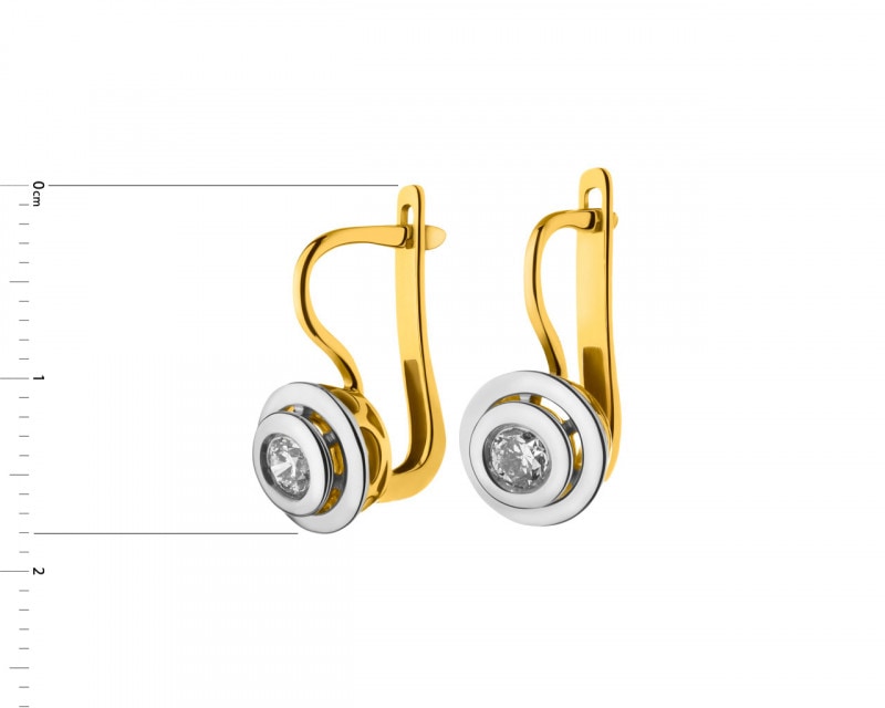 Yellow and white gold earrings with brilliants 0,50 ct - fineness 585