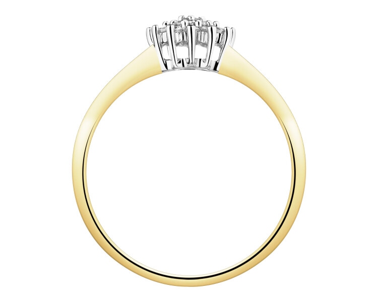 Prsten ze žlutého a bílého zlata s brilianty - 0,15 ct - ryzost 585