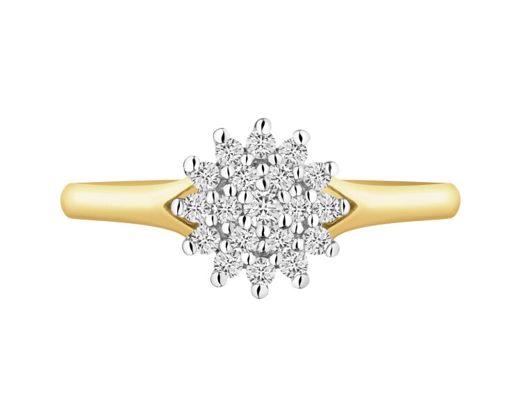 Prsten ze žlutého a bílého zlata s brilianty - 0,15 ct - ryzost 585