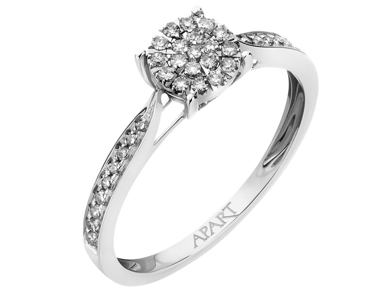 White gold ring with diamonds 0,16 ct - fineness 14 K