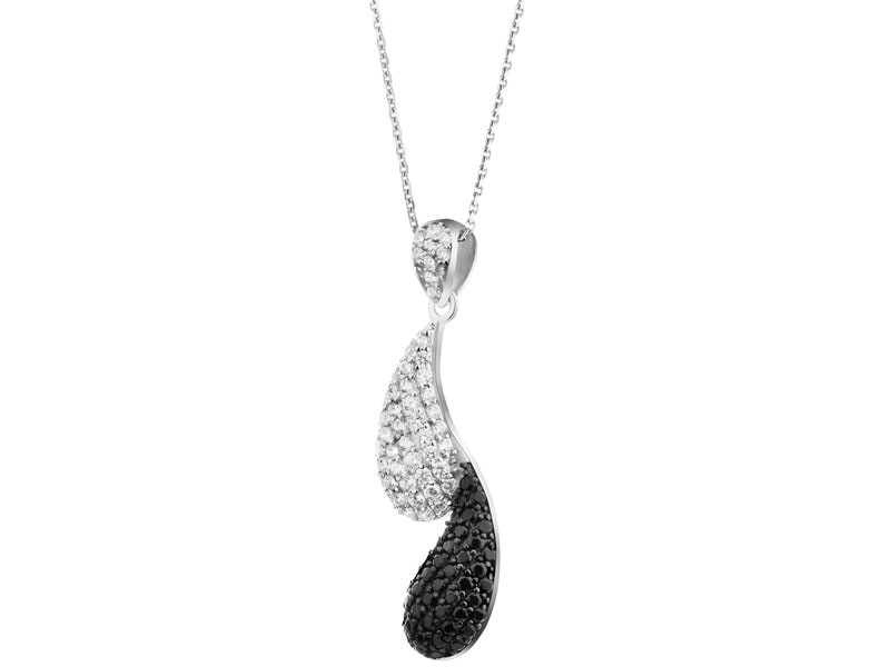 Silver pendant with cubic zirconias and synthetic spinel