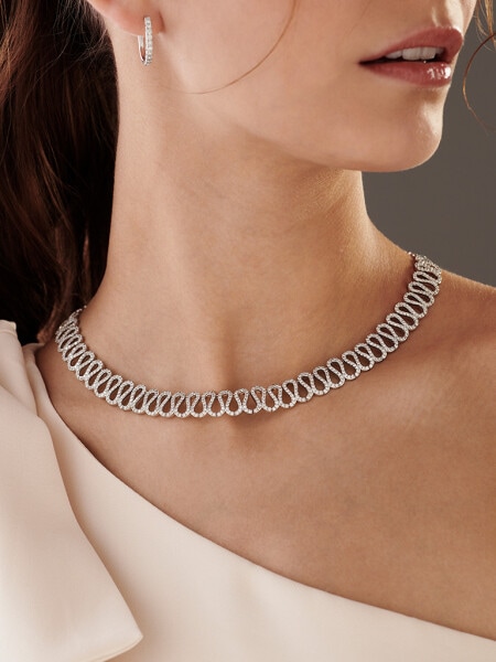 White gold necklace with brilliants 6,79 ct - fineness 14 K