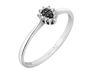 White gold ring with diamonds - fineness 9 K